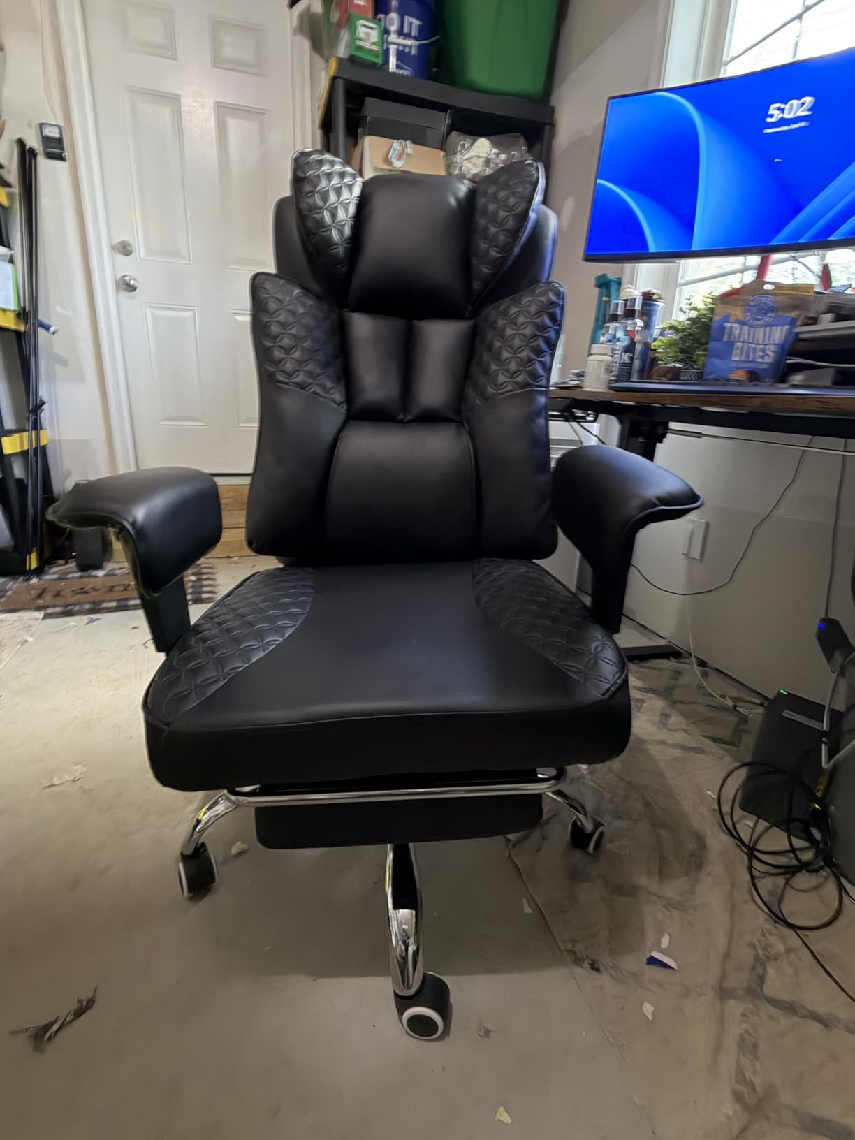 GTPLAYER Big and Tall Office Chair Wide Ergonomic Gaming Chair with Deluxe Embossing Designed Leather with Foot Rest,150°Reclining Adjustable Soft Armrests Pocket Spring Back Support and Pillow customer photo 2