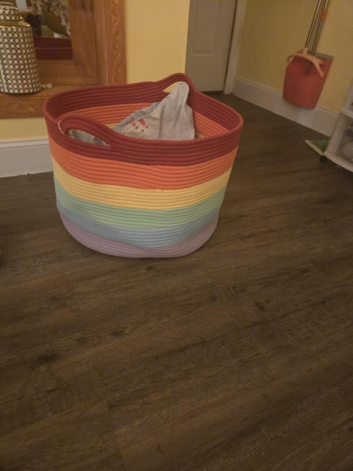 Large Woven Blanket Basket,65L Cotton Rope Laundry Basket customer photo 2
