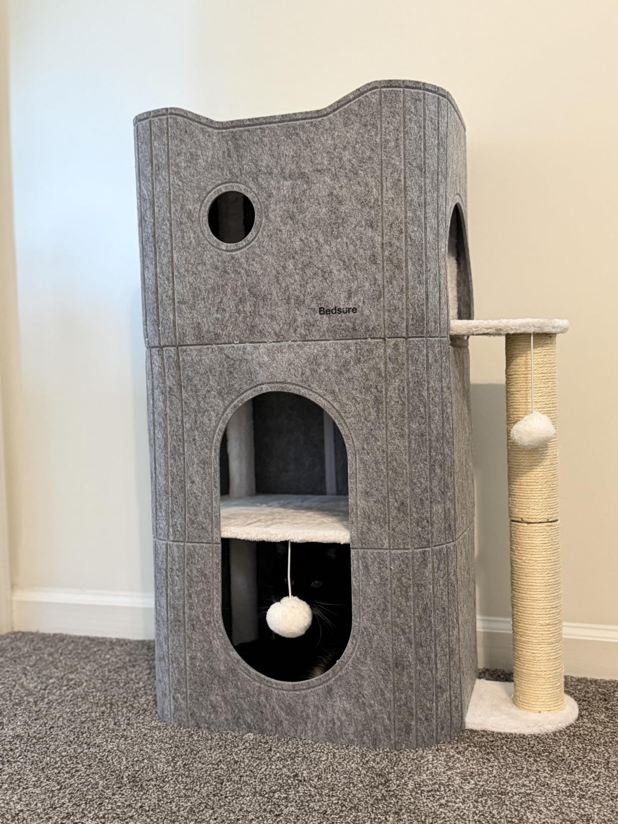 Bedsure 3-Level Cat Tree for Indoor Cats with Scratching Post,Grey customer photo 1