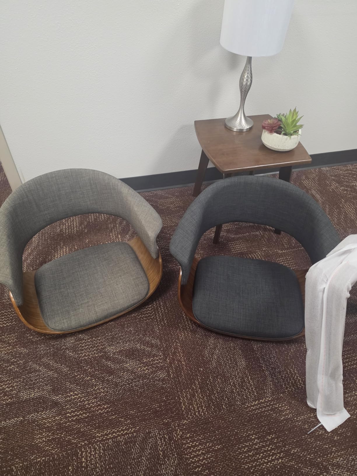 Armen Living Summer Mid-Century Upholstered Dining Chair in Green and Patterned Oak Finish customer photo 2