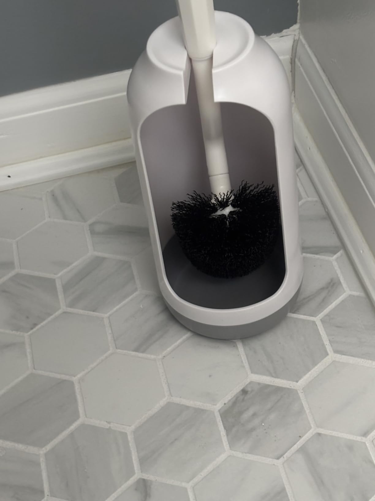 HAMITOR Toilet Bowl Brush Holder Set: Bathroom Deep Cleaning Scrubber customer photo 1