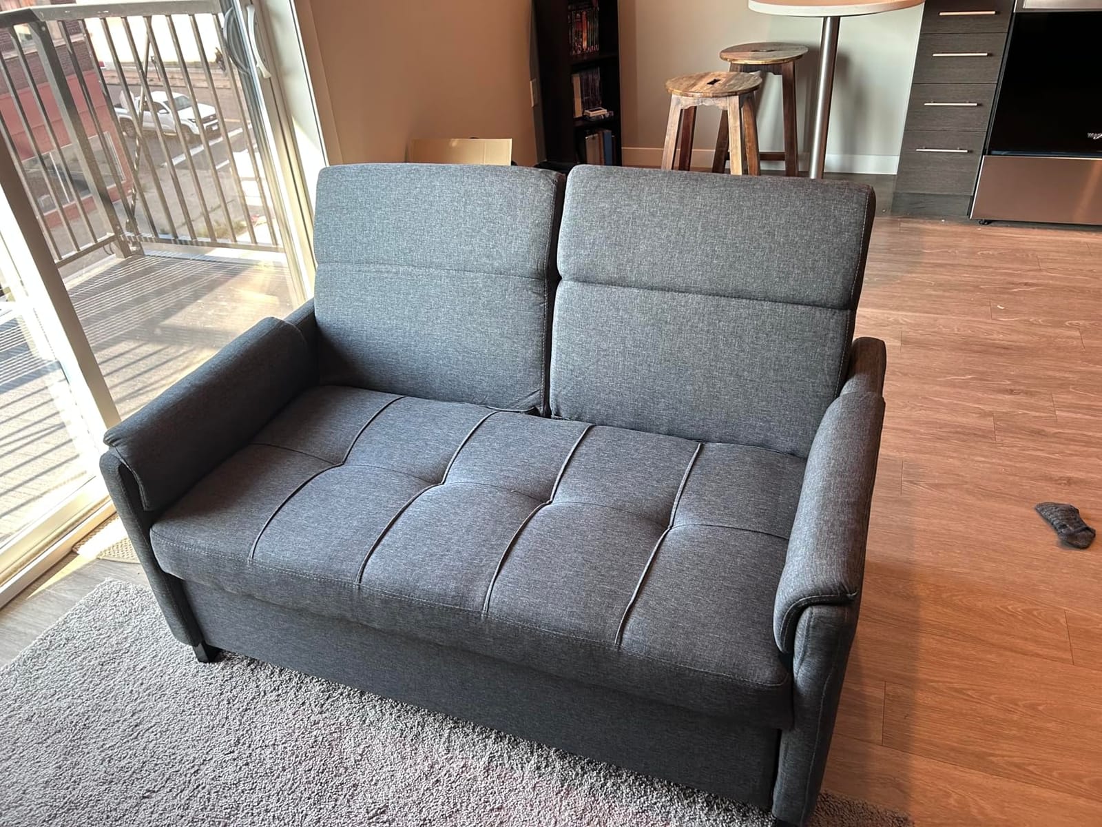 Gizoon Convertible Sofa Bed Modern Couch Bed & Small Loveseat Sleeper, Grey customer photo 1