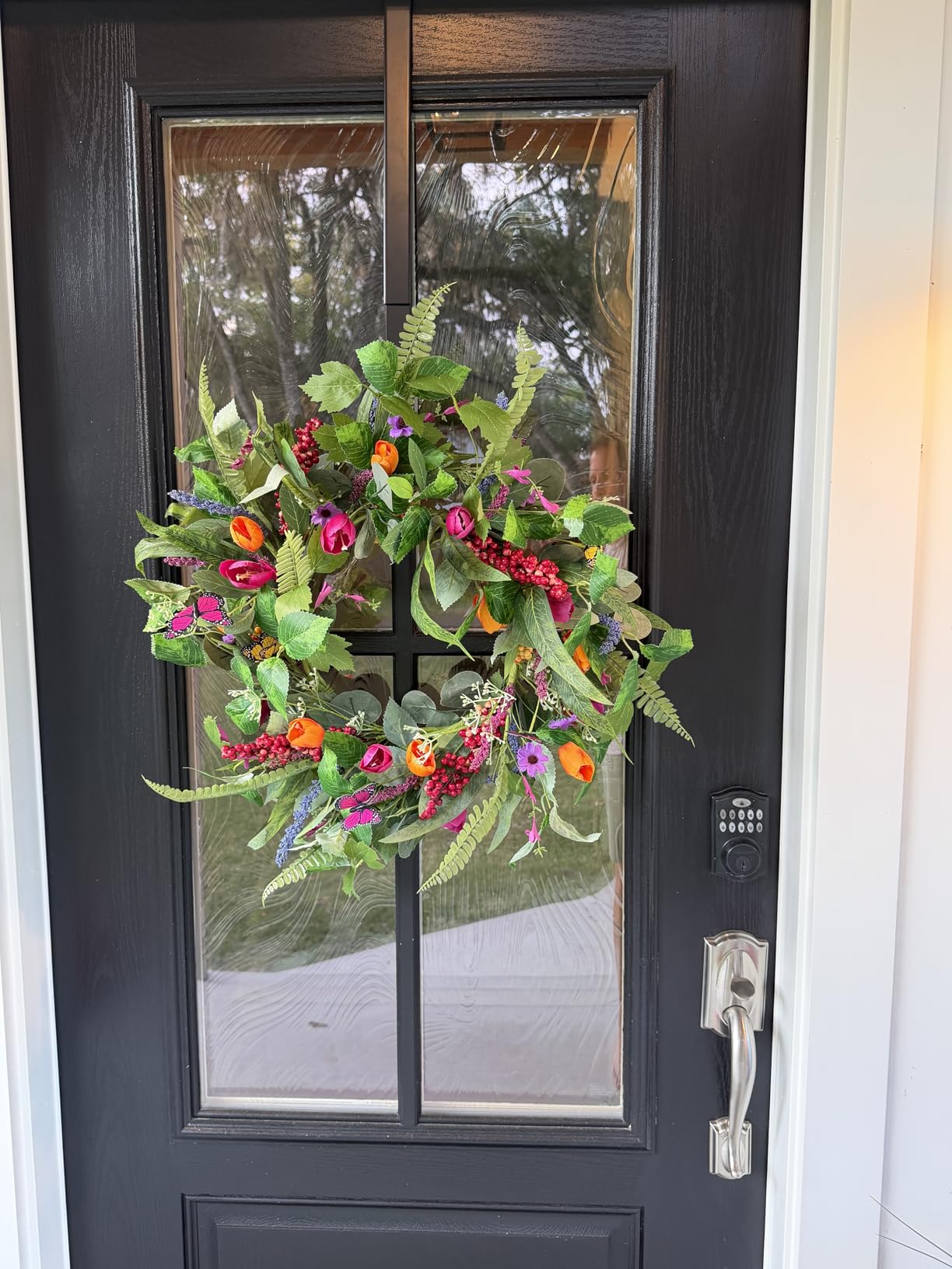 22’’ Artificial Christmas Wreath for Front Door with Red Balls Candy Canes Pine Needles Red Berries Pine Cones Christmas Decorations for Winter Wall Outdoor Home Holiday Xmas Decor customer photo 2