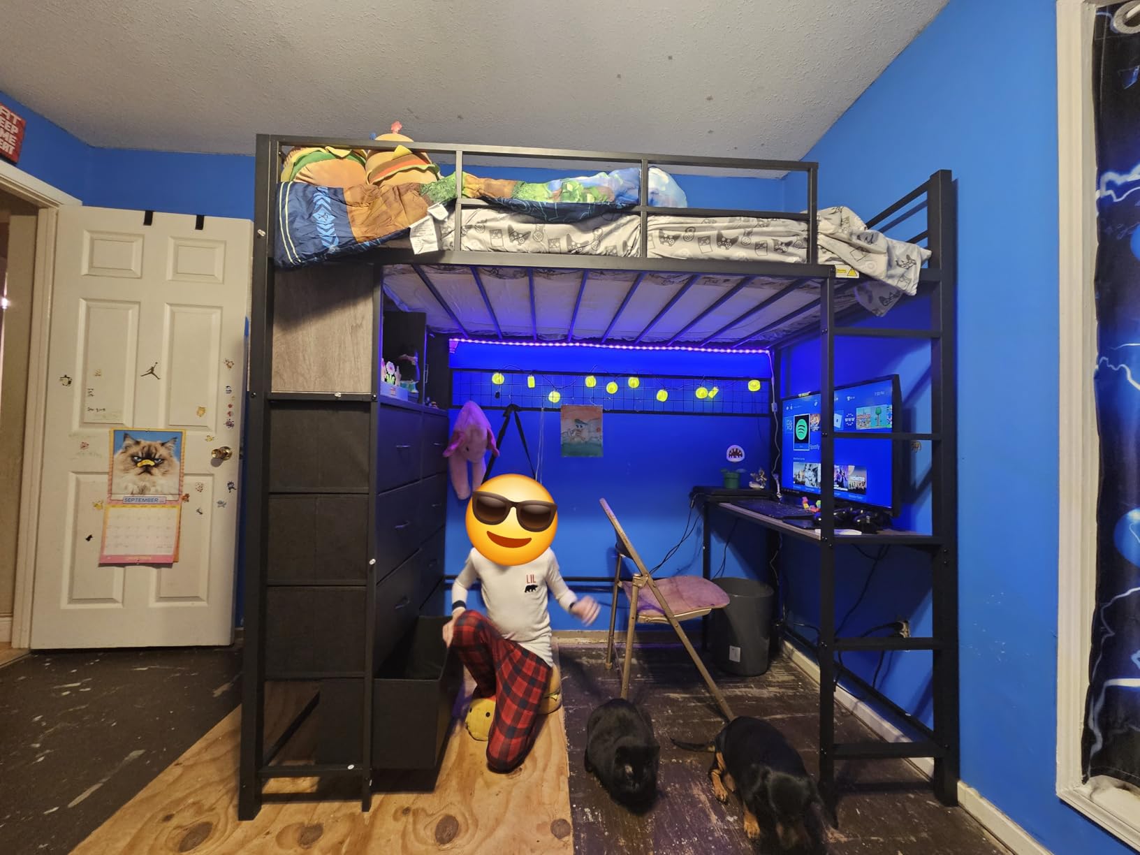 ADORNEVE Loft Bed Full Size with Desk and 8 Storage Drawers, White | LED Metal Loft Bed with Power Outlet, 2 Shelves & Clothing Rack, Safety Guardrail & Ladder, Space-Saving for Teens customer photo 1