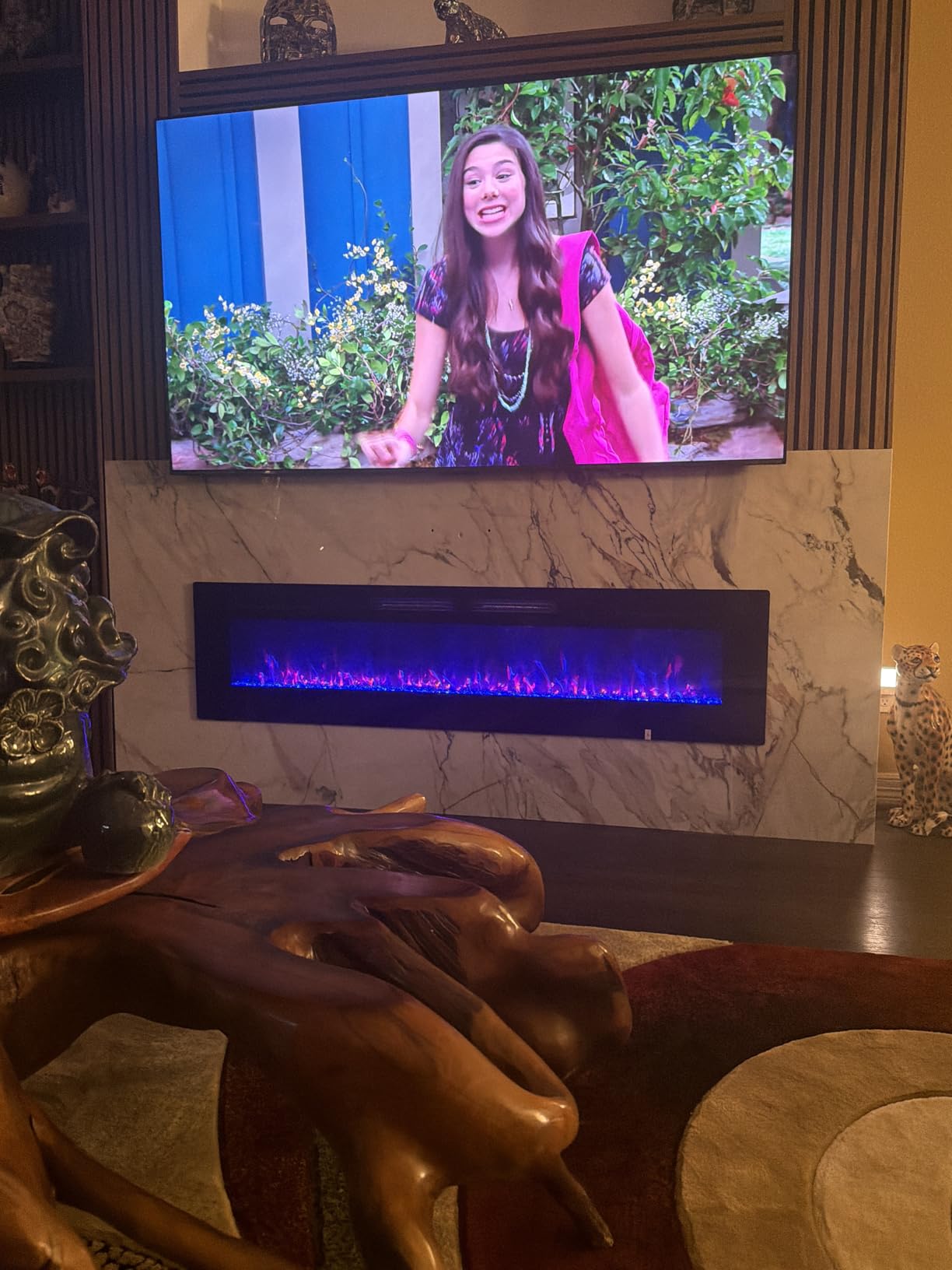 Zionheat 72 inch Wide Screen Electric Fireplace-Wall Fireplace for Living Room-Fireplace Inserts/Wall Mounted with Remote Control, Timer, Dimmer, 12 Flame Colors, 750/1500W customer photo 1