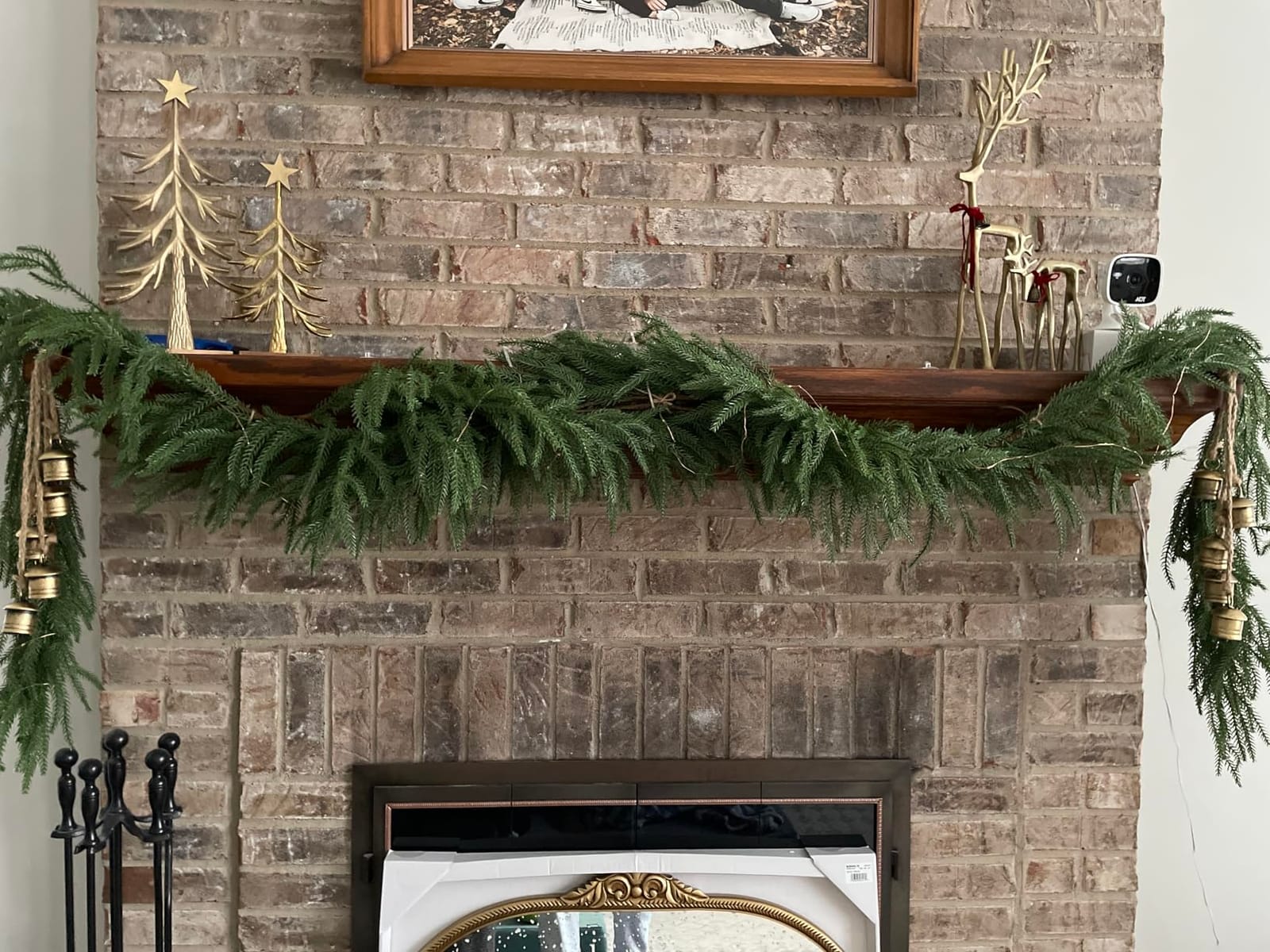 Norfolk Pine Garland with Lights 9FT 2Pack - Real Touch Prelit Christmas Garland, Battery Operated Lighted Faux Greenery for Mantel Fireplace Stairs, Indoor Outdoor Xmas Decor customer photo 2