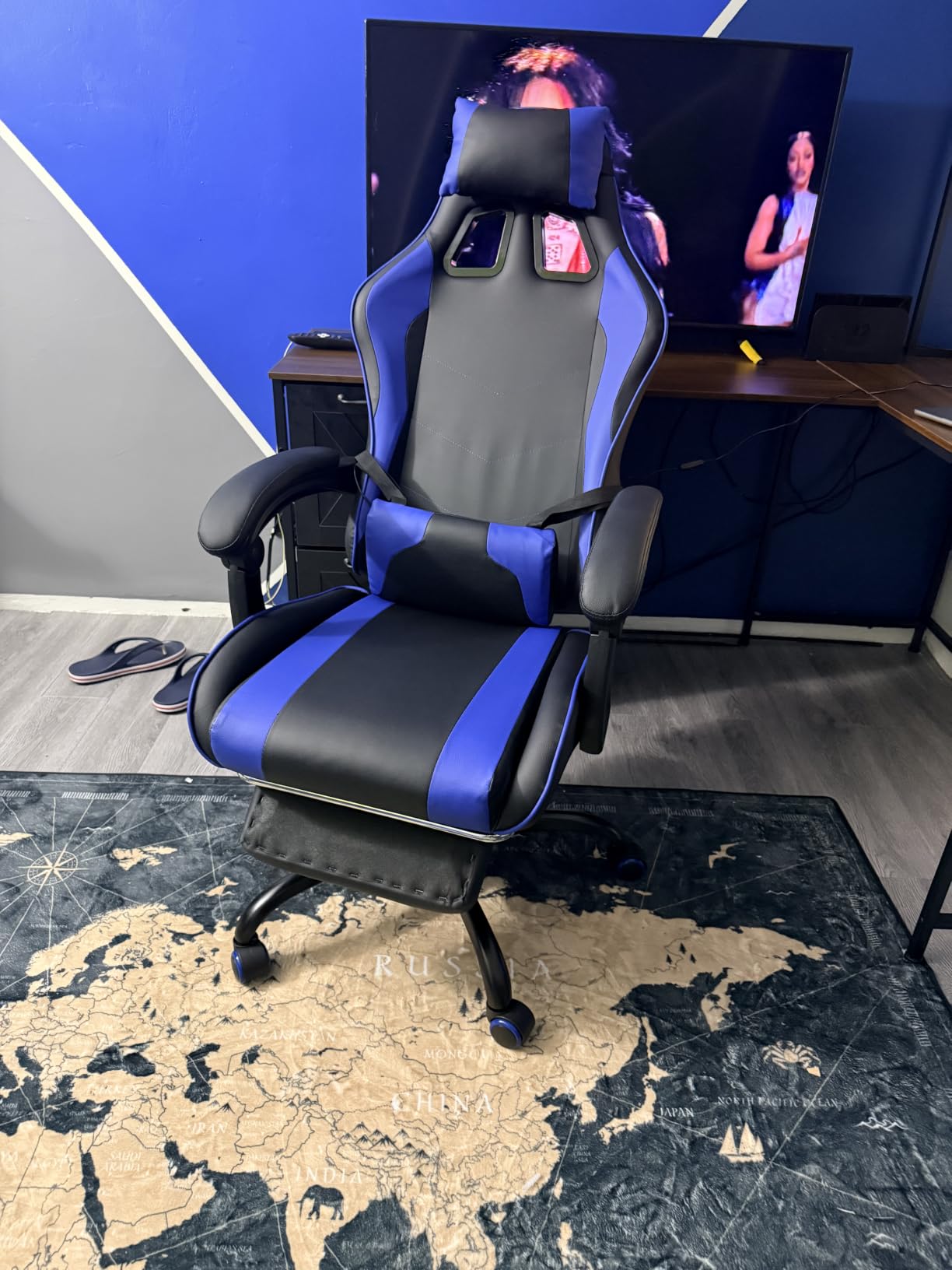 Homall Gaming Chair, Video Game Chair with Footrest and Massage Lumbar Support, Ergonomic Computer Chair Height Adjustable with Swivel Seat and Headrest (RGB Lvory) customer photo 1