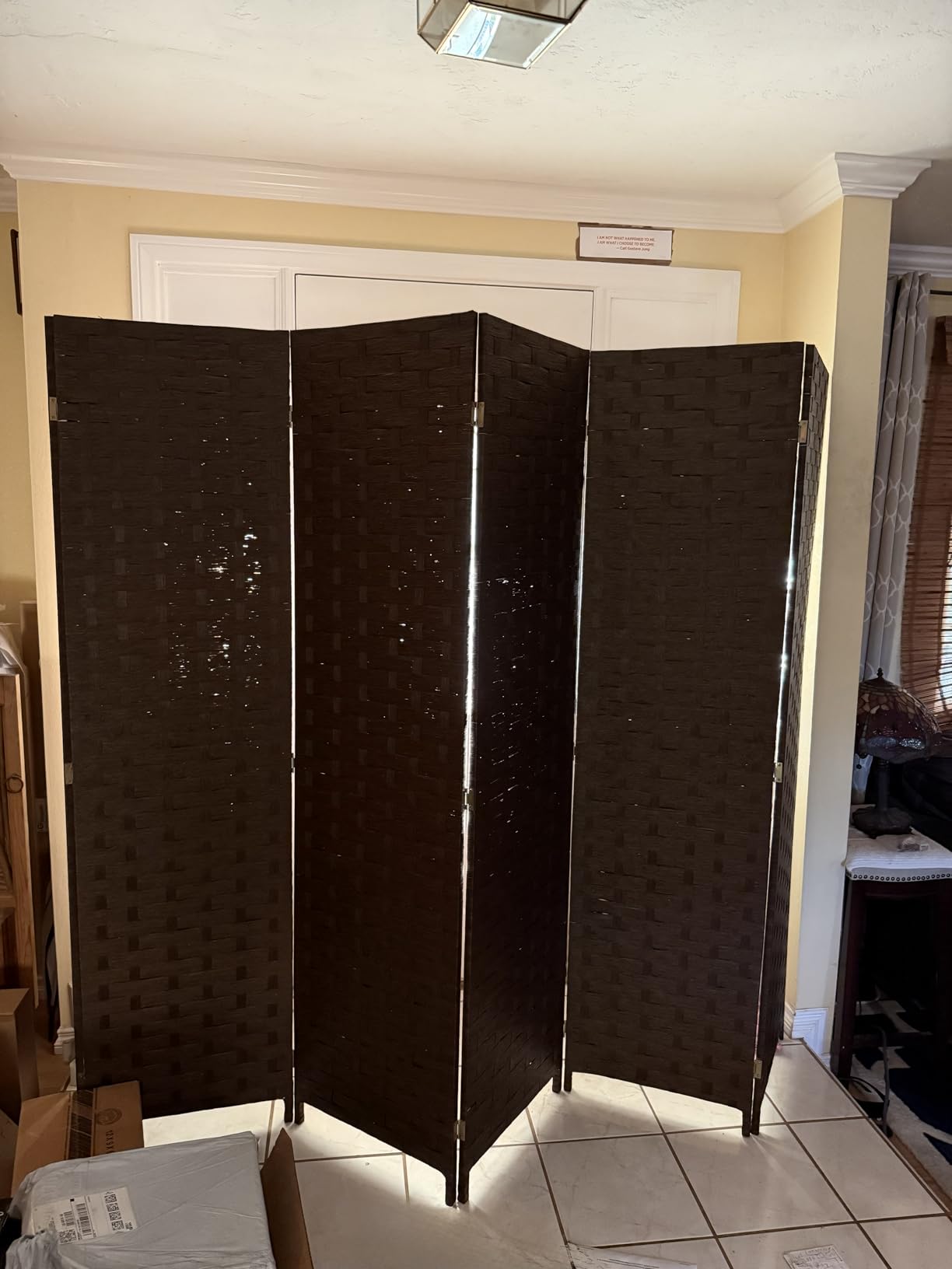 FDW 4-Panel Folding Room Divider | 6ft, Coal Black | Light & Portable customer photo 2