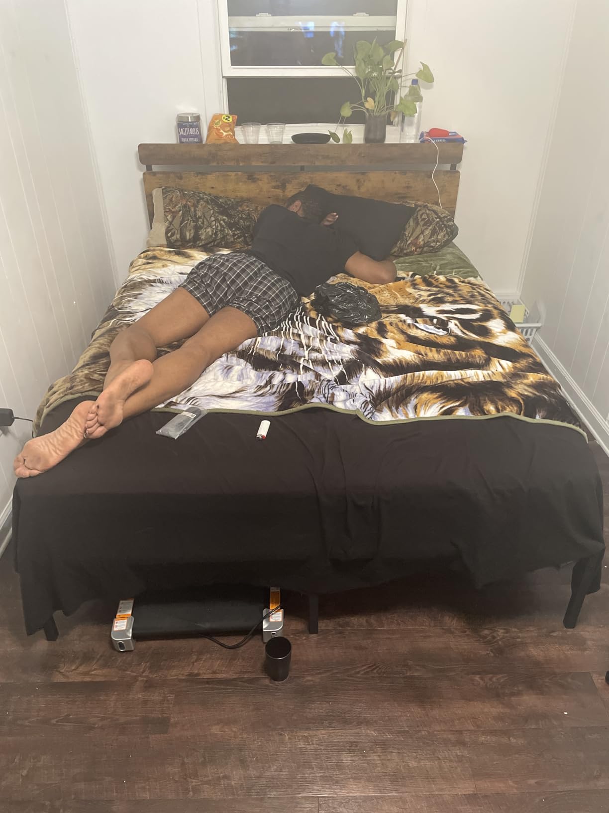 Forestell Queen Bed Frame with Wood Headboard, 2 Storage Drawers & Shelf | Built-in Charging Station & LED Lights, Metal Support, No Box Spring Needed, noise-free, easy assembly, Smart RGB, USB+Type-C customer photo 1
