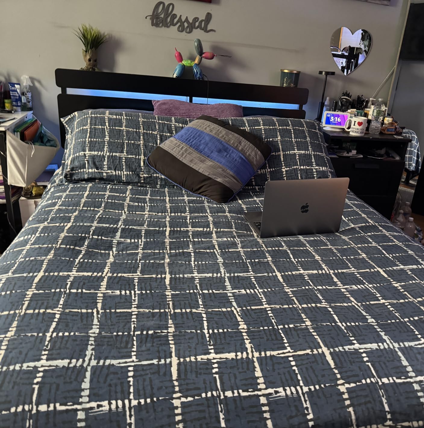 Forestell Queen Bed Frame with Wood Headboard, 2 Storage Drawers & Shelf | Built-in Charging Station & LED Lights, Metal Support, No Box Spring Needed, noise-free, easy assembly, Smart RGB, USB+Type-C customer photo 2