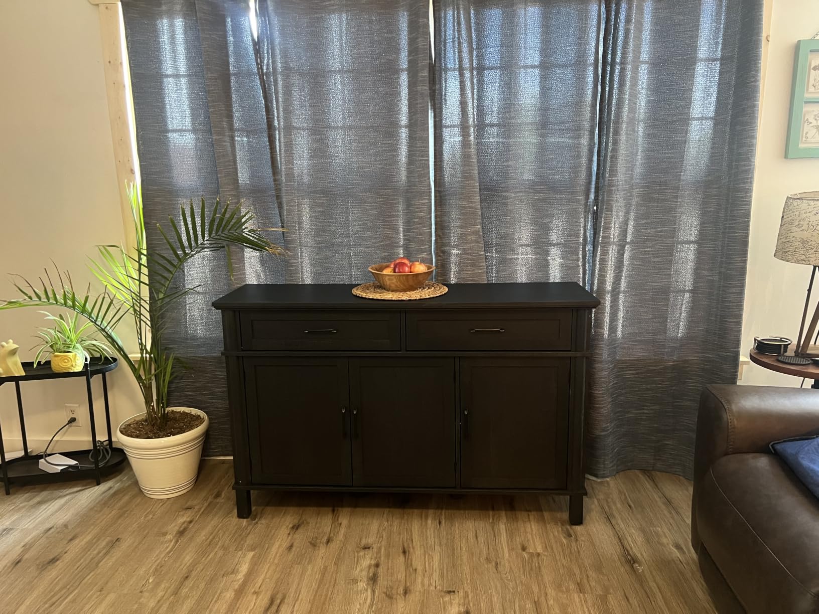 ONBRILL 48 Inch Buffet Cabinet with Storage, Brown | Farmhouse Sideboard Buffet w/2 Drawers and 3 Doors, Wood Coffee Bar Cabinet with Adjustable Shelves for Kitchen, Living Room customer photo 1