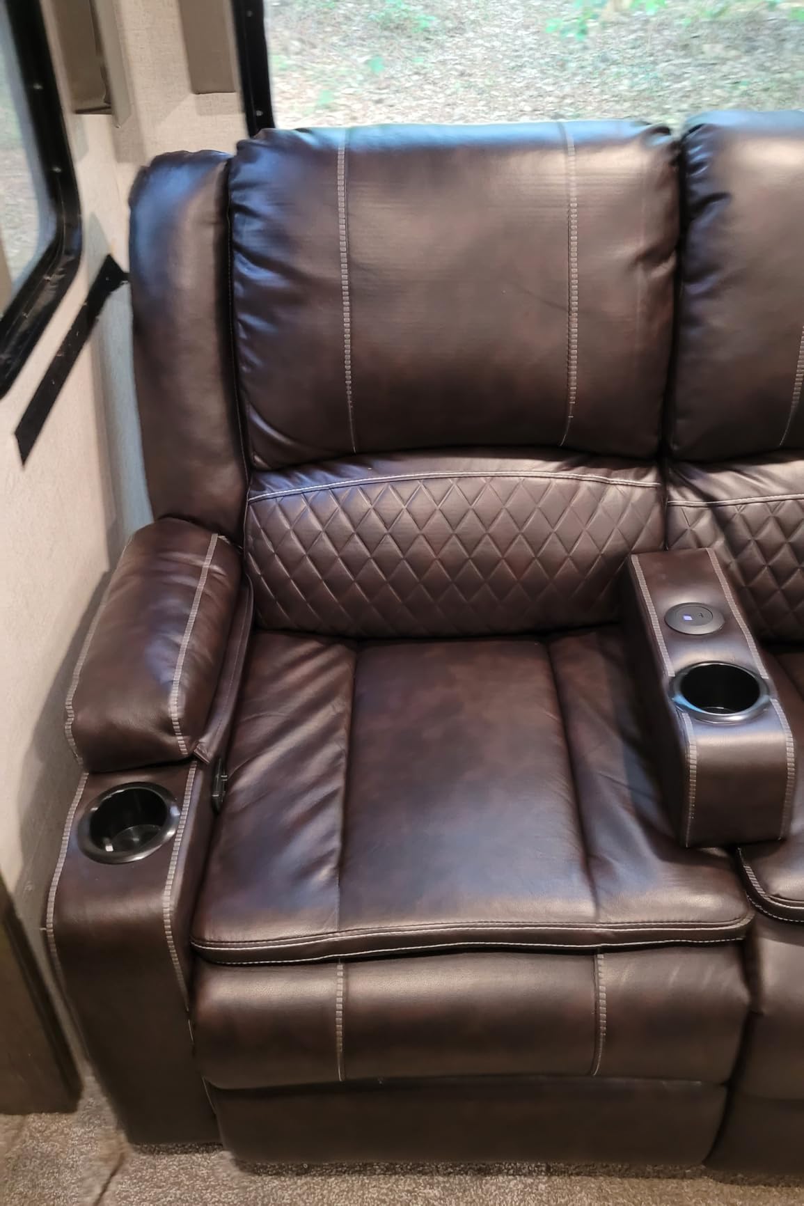 Manual Reclining Sectional Sofa Set, 7 Seats Soft Leather Recliner Grey customer photo 2
