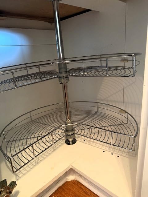 DWVO Corner Cabinet Pull-Out Organizer, 2-Tier Blind Corner Shelf with 270° Swing-Out Tray, Left Swing, Heavy-Duty Chrome Plated Iron, 32.7