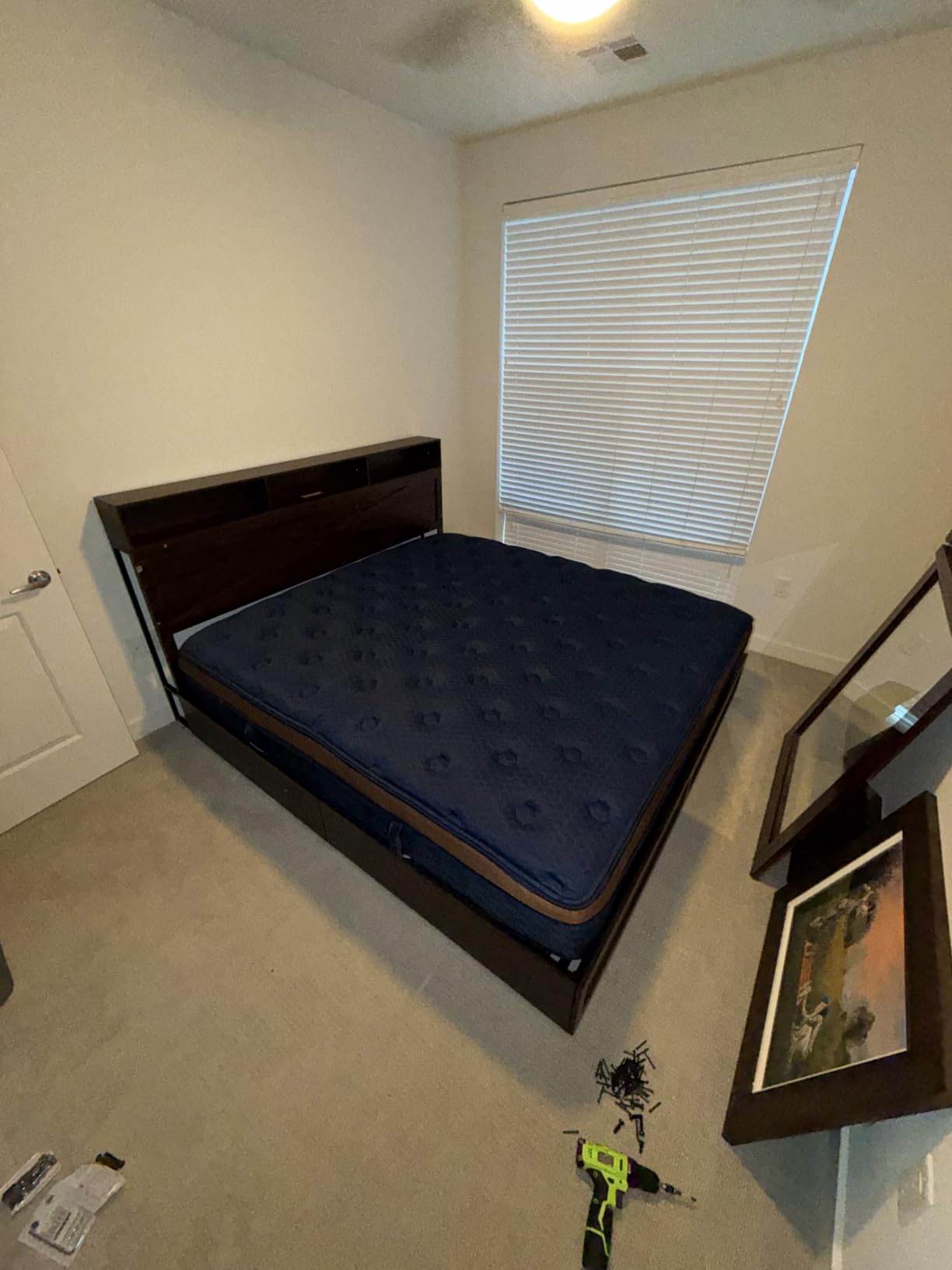AMERLIFE 45'' Farmhouse Queen Bed Frame with Headboard & Storage, Black | Bed Frame with 4 Drawers, LED Bed Frame with Bookcase Headboard & Side Shelves, Wood Platform Bed with Charging Station customer photo 1