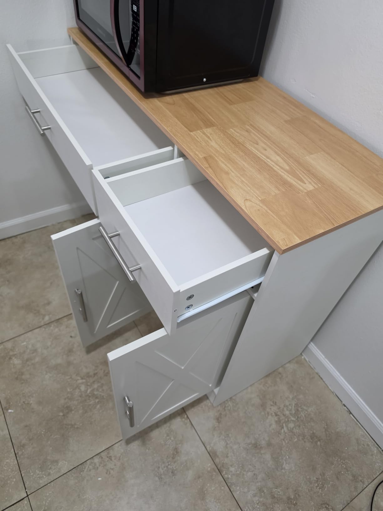 Shintenchi Modern Farmhouse Sideboard Buffet Cabinet with Storage with 3 Doors,42