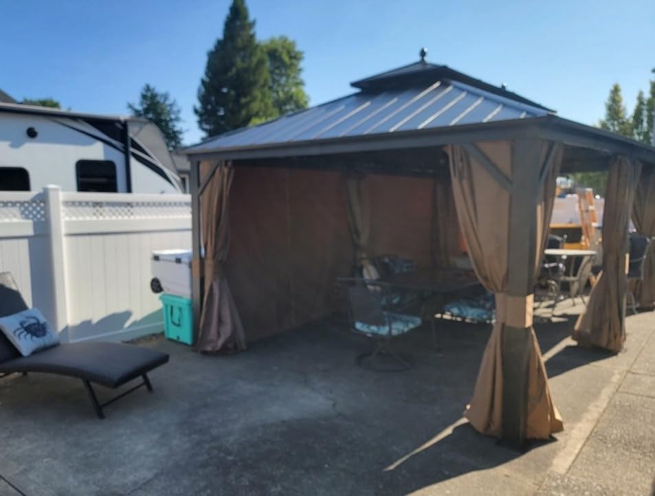 YITAHOME 10X12FT Hard Top Gazebo Aluminum Frame Patios Double Roof Canopy customer photo 2