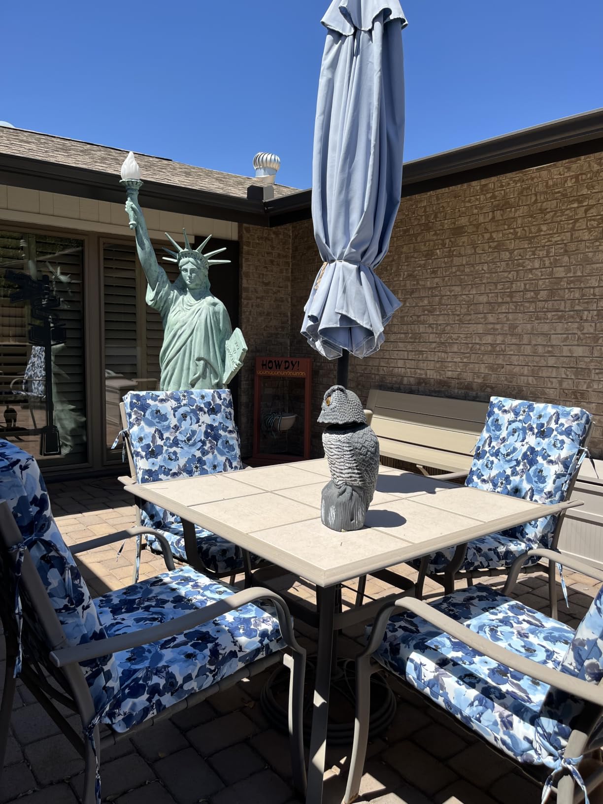 Arden Outdoor Dining Chair Cushion, 4-Pack, 20x44, Sapphire Blue customer photo 2