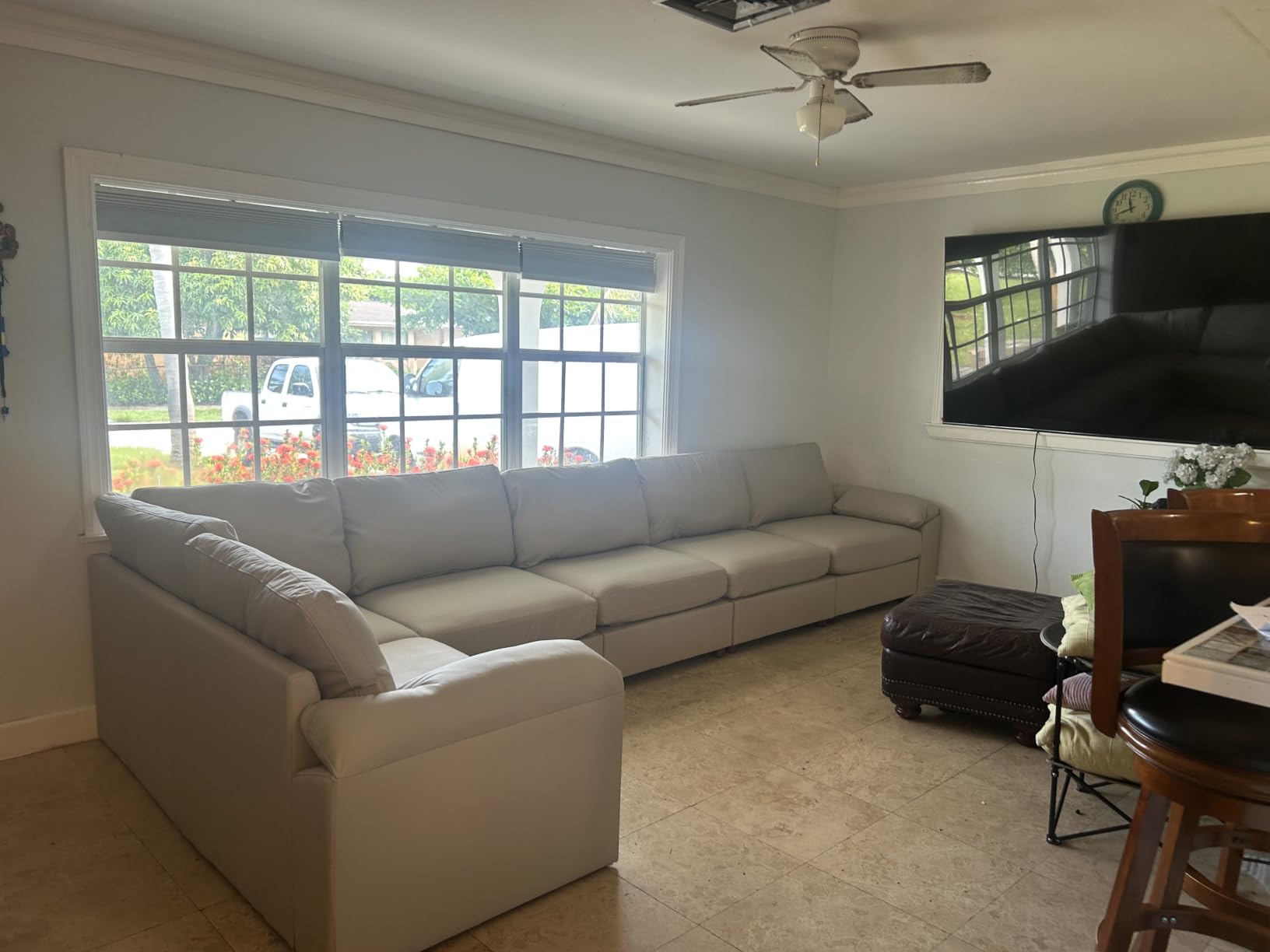 EASE MOOSE Leather Sectional Couch, L Shaped Modular Sectional Sofa, Beige customer photo 2