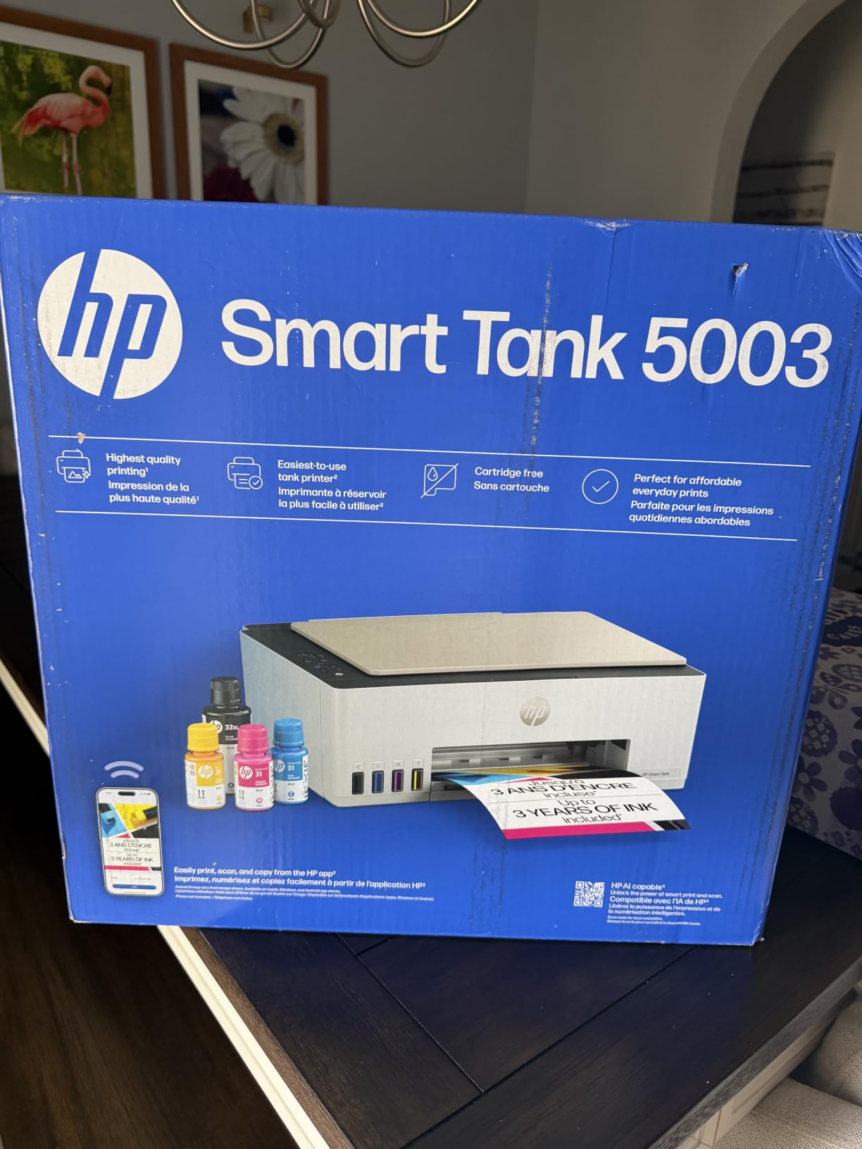 HP Smart Tank 5003 Wireless All-in-One Ink Tank Printer, Scanner, Copier with up to 3 Years of Ink Included, Best-for-Home, Cartridge-Free Refillable, AI-Capable (9B2D3A) customer photo 1