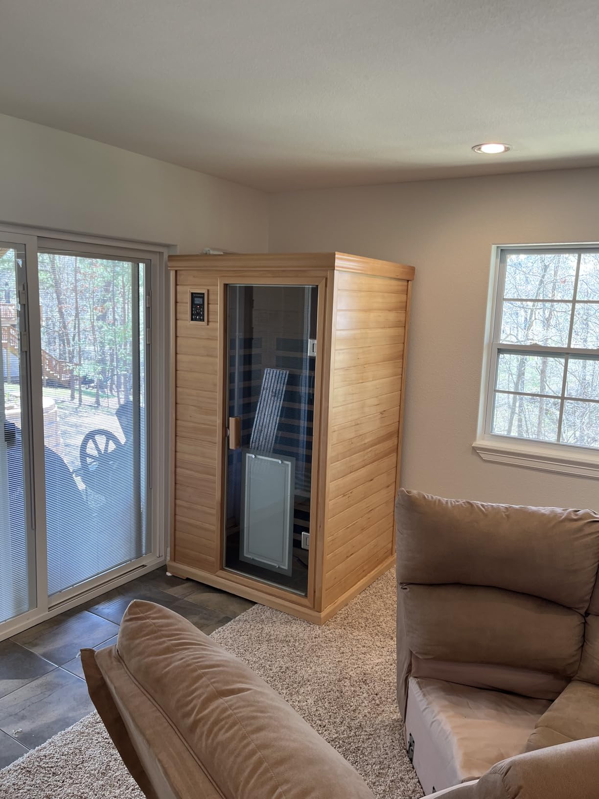 Kanlanth 1 Person Far Infrared Sauna, Low EMF Indoor Dry Home Sauna, 950W customer photo 2