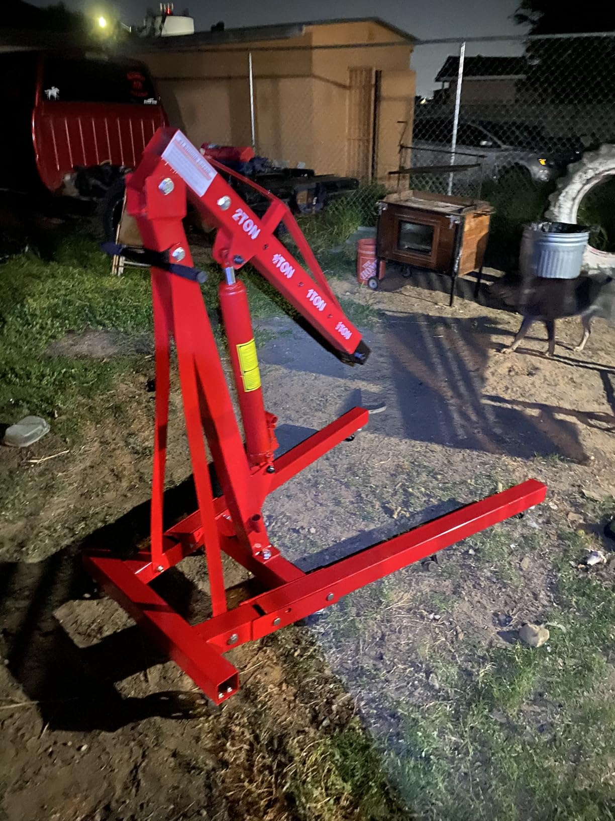 GarveeTech Engine Hoist with Lever, 2 T 4000 Lbs Heavy Duty Folding Cherry Picker Engine Lift Hydraulic Tilting Engine Shop Crane with 6 Iron Caster Wheels Telescopic Boom Hitch, Yellow customer photo 2