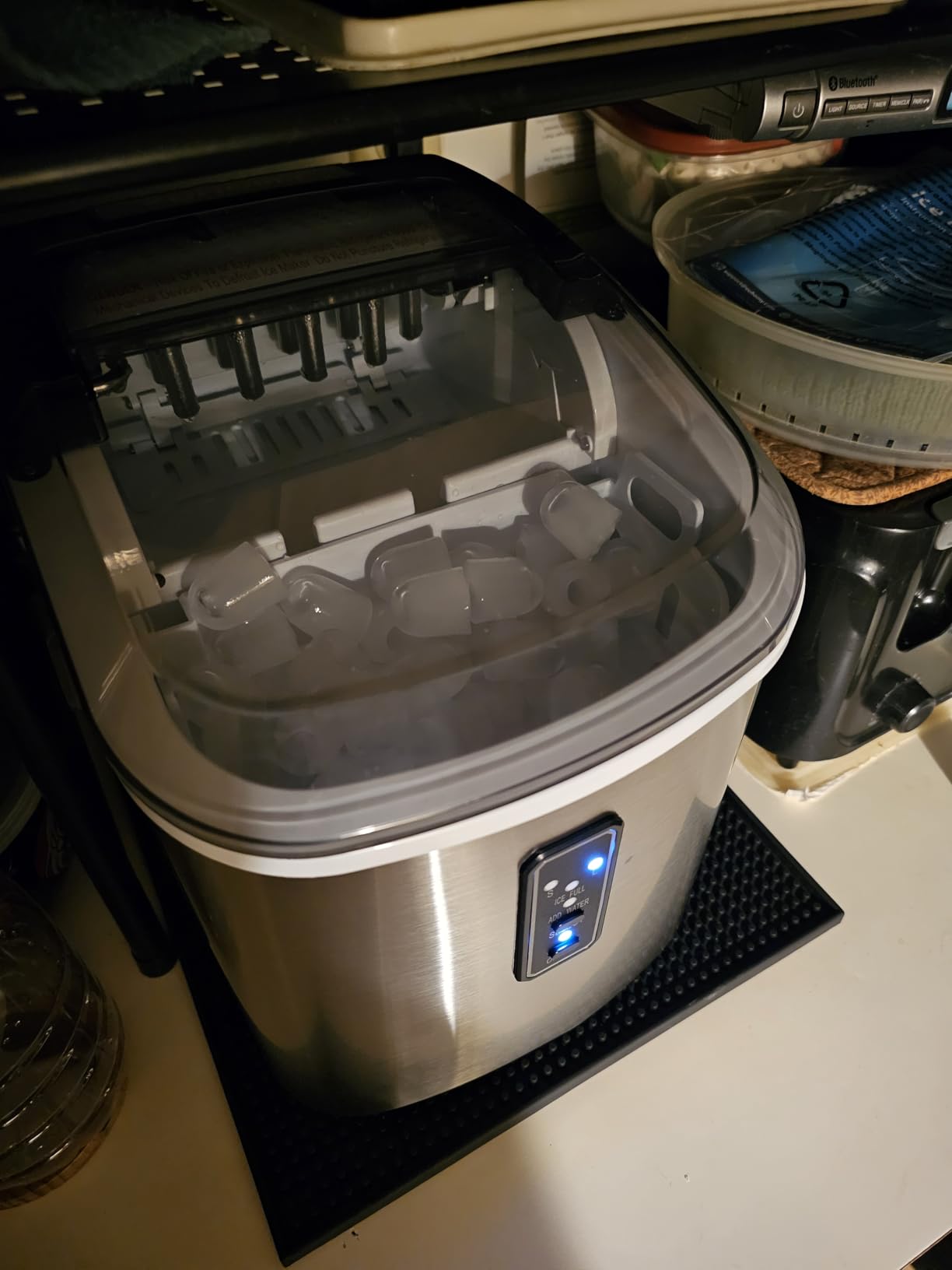 EUHOMY Under Counter Nugget Ice Maker Machine, 70Lbs/Day, Bulit-in Freestanding Ice Maker with Double Ice Baskets, Self-Cleaning & 24H Timer Ice Machine, for Home Use(Silver) customer photo 1