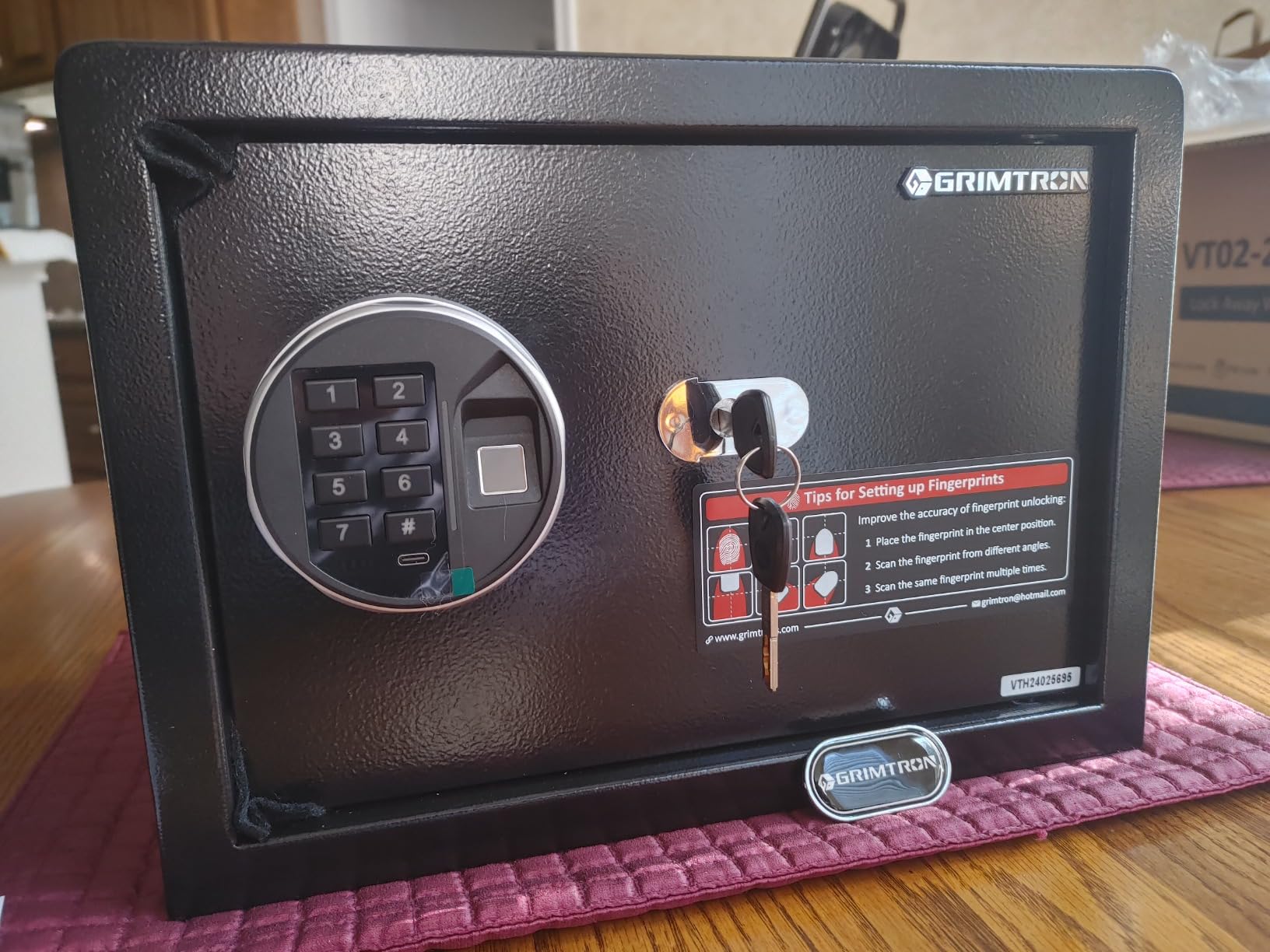 Grimtron 23LB Biometric 4 Pistols Safe with Fingerprint Lock, 3-8 Digit PIN customer photo 1