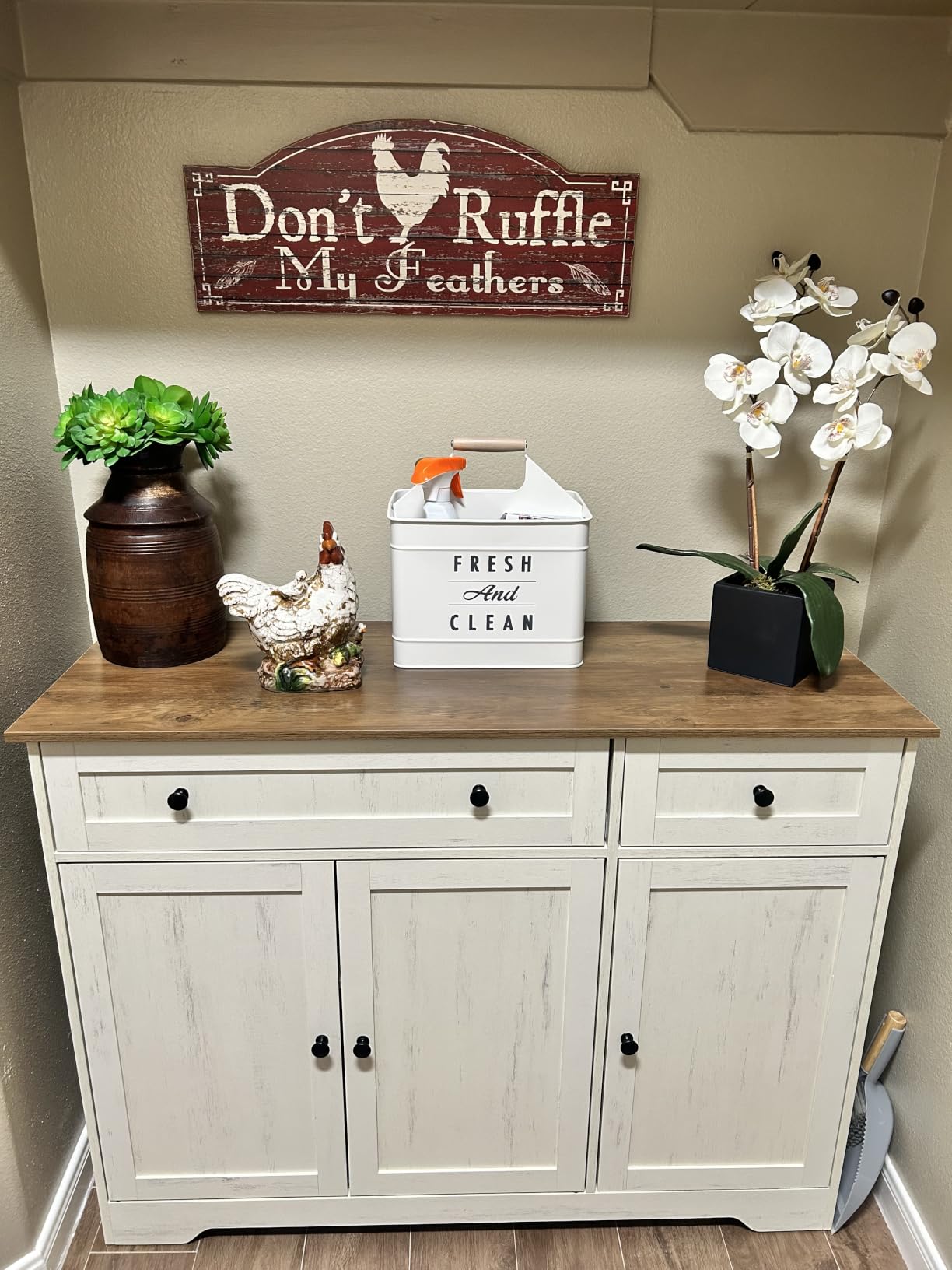 VASAGLE Buffet Cabinet, Sideboard, 4 Doors, 55.1 x 15.8 x 31.5 Inches customer photo 1