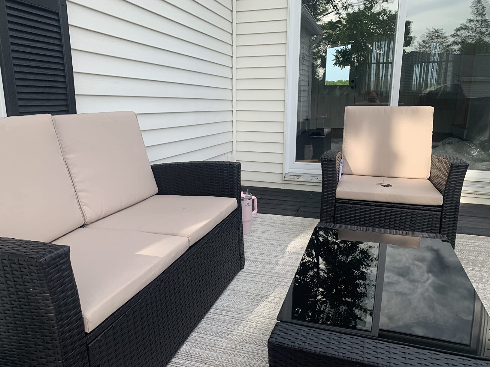 6 Pieces Patio Furniture Set Outdoor Couch Wicker Sectional Sofa, Beige customer photo 1