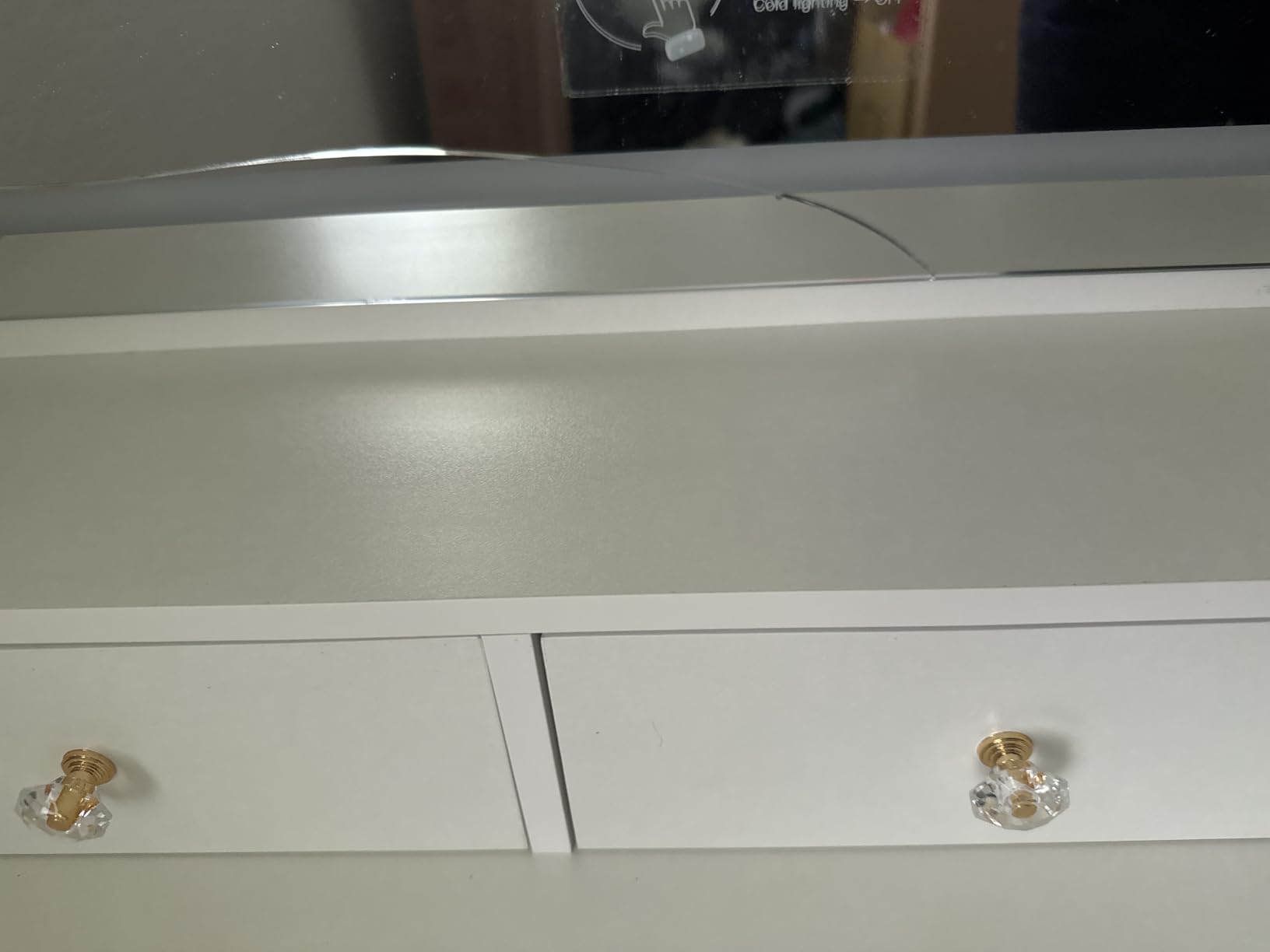 COMHOMA Vanity Desk with LED Lights Mirror & Power Outlet, Small Makeup Vanity Table Set with 5 Storage Drawers, 3 Lighting Modes & Adjustable Brightness, Dressing Table for Women Girls Bedroom, White customer photo 2