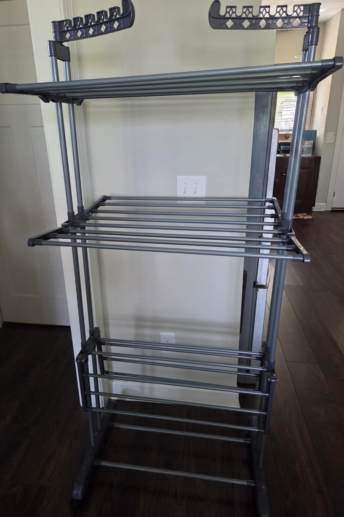 Upgraded 4-Tier Clothes Drying Rack, Drying Rack Clothing with Wheels customer photo 1