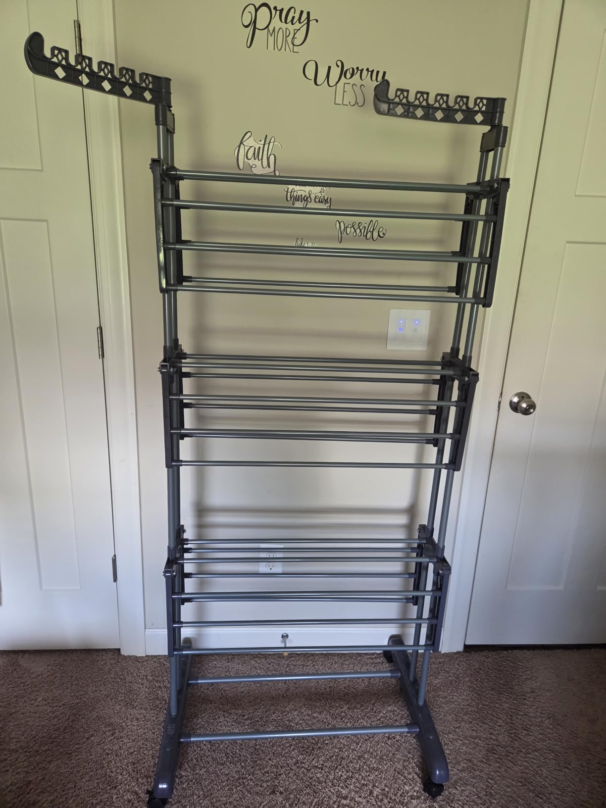 Upgraded 4-Tier Clothes Drying Rack, Drying Rack Clothing with Wheels customer photo 2