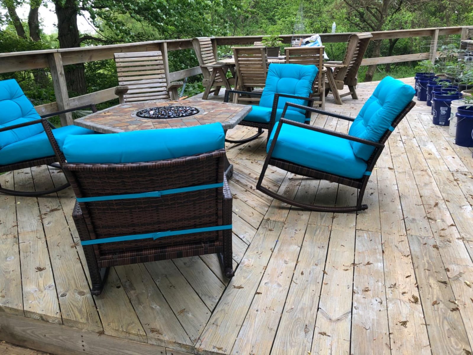 SUNCROWN Oversized Wicker Rocking Chair Indoor Outdoor, 450 LBS Heavy Duty Patio Papasan Egg Chair with Cushion, E-Coated Frame Lounge Rocker for Garden Porch Balcony Living Room (Dark Grey) customer photo 2
