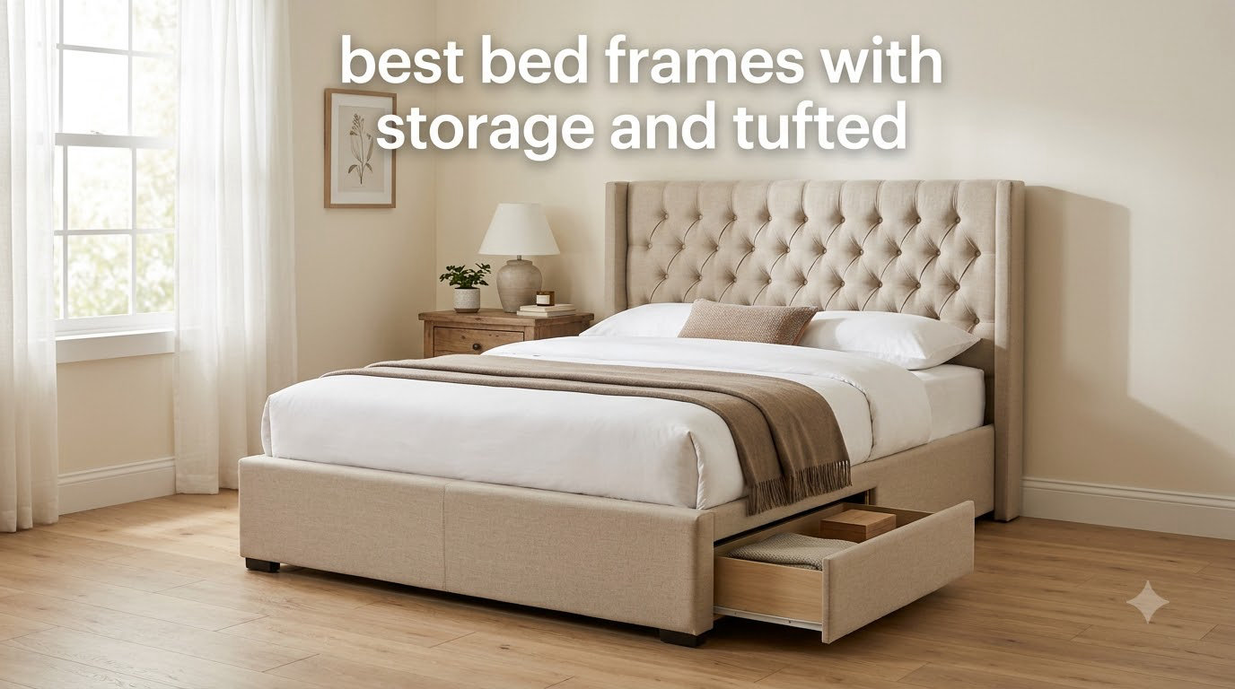 best bed frames with storage and tufted