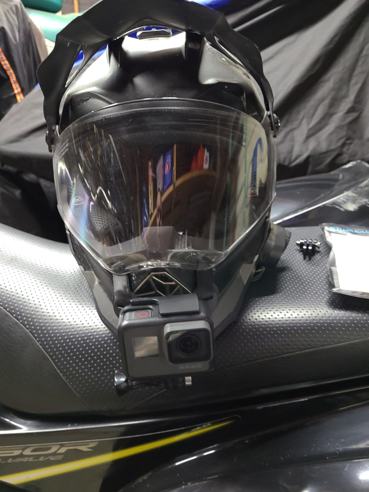 Motorcycle Helmet Chin Strap Mount Compatible with GoPro Hero 13, 12, 11, 10, 9, 8, 7, (2018), 6, Hero Black, DJI Osmo Action 5 pro/4/3/2,Insta360 ONER AKASO Campark YI and More(Black) customer photo 2