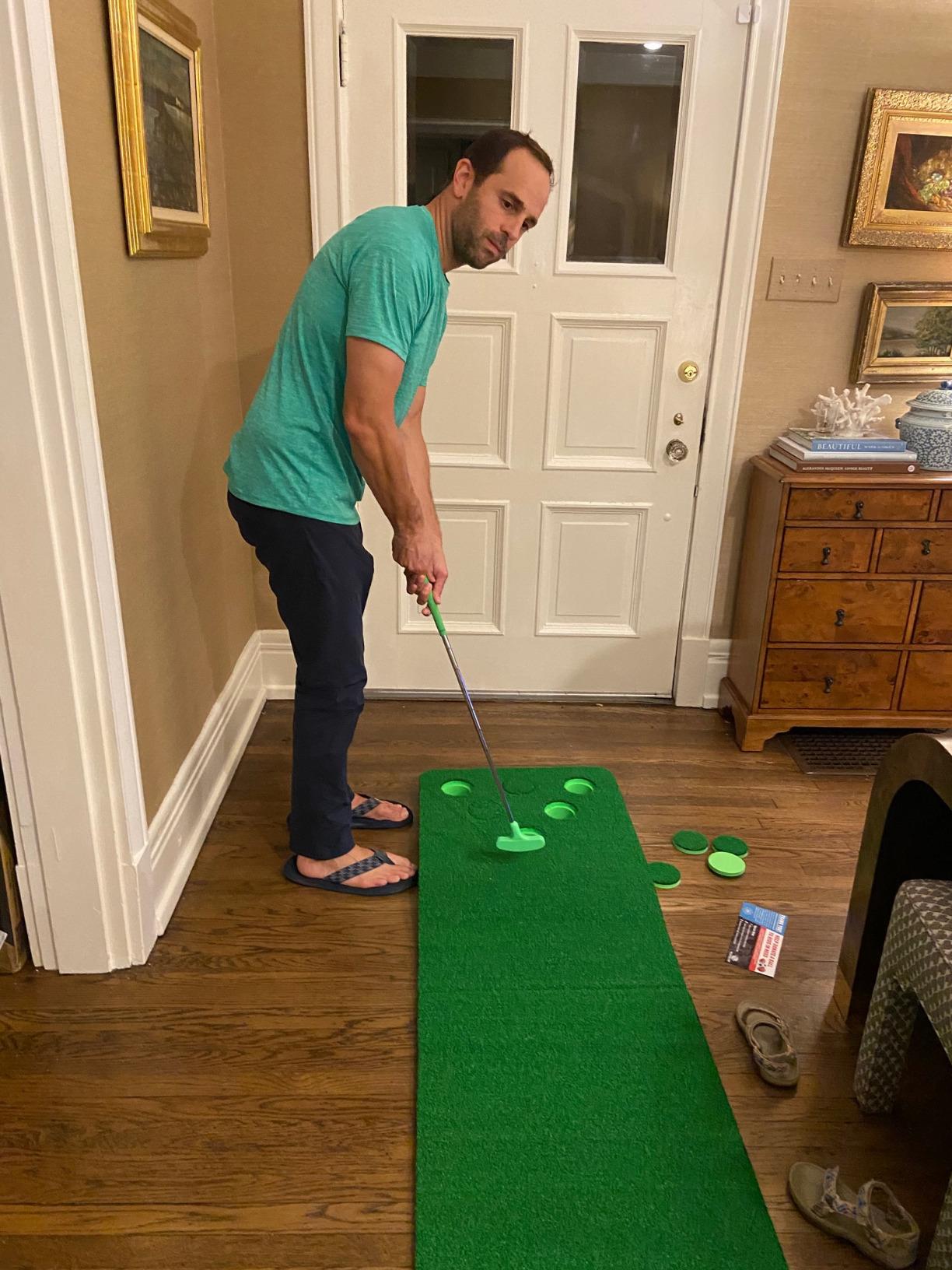GoSports BattlePutt Golf Putting Game Set - 11 ft Backyard Putting Green Pong Style Golf Mat with 2 Putters, 2 Balls and 12 Hole Covers - Great Golfer Gift customer photo 1