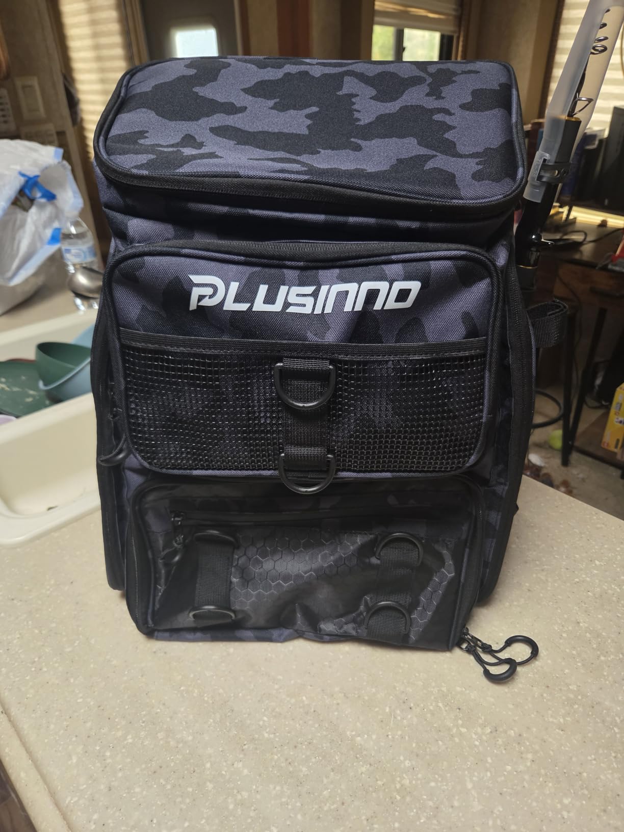 PLUSINNO Fishing Tackle Backpack with Rod Holders,42L Water-resistant Fishing Bag Store Fishing Gear, Fisher Gifts For Men. customer photo 1
