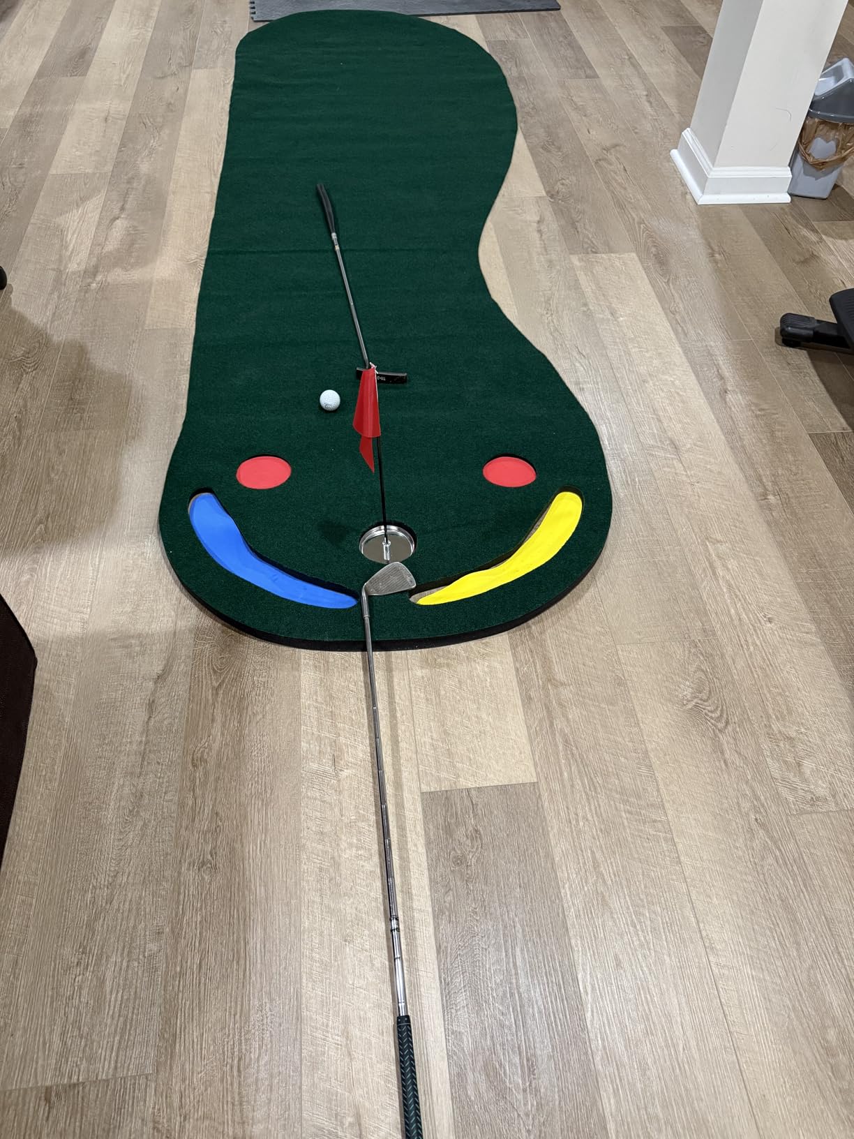 GYMAX Putting Green, 10 x 3 ft Par Three Putting Mat Set with 3 Putting Cups, 1 Flag and Golf Hole Covers, Putting Green Mat for Golf Training Practice Indoor/Outdoor, Garage, Backyard, Office customer photo 2