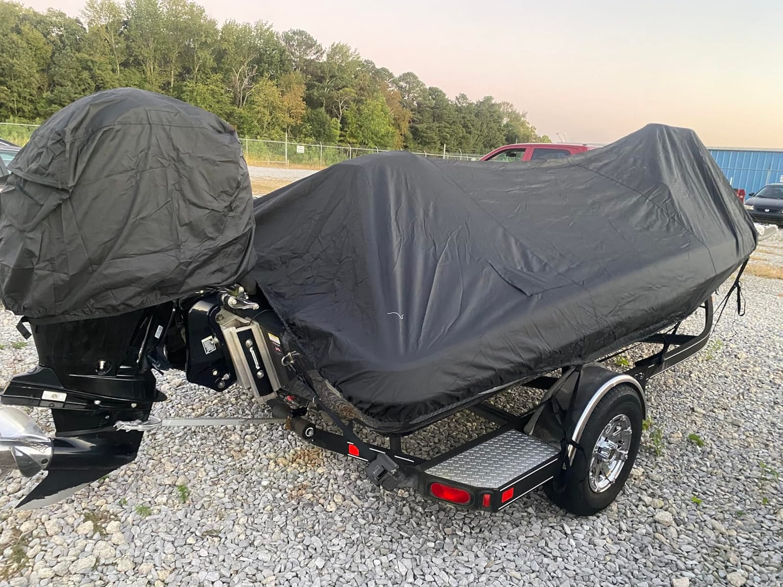 20-22FT Bass Boat Cover with Motor Cover, 1200D PU Waterproof Trailerable customer photo 2