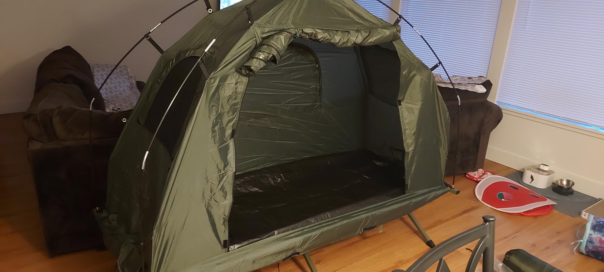 Goplus Camping Tent Cot, 5-in-1 Folding Camping Bed with Air Mattress, Pillow, Sleeping Bag, Waterproof Elevated Tent Shelter, Portable Outdoor Sleeping Cot with Carry Bag for Picnic, Trip customer photo 1