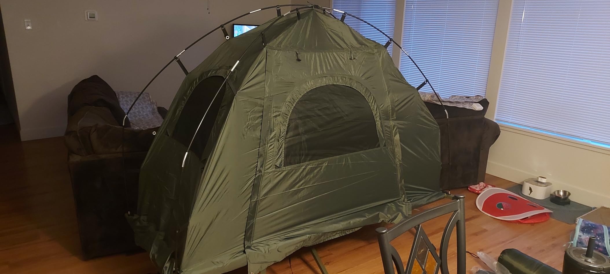 Goplus Camping Tent Cot, 5-in-1 Folding Camping Bed with Air Mattress, Pillow, Sleeping Bag, Waterproof Elevated Tent Shelter, Portable Outdoor Sleeping Cot with Carry Bag for Picnic, Trip customer photo 2