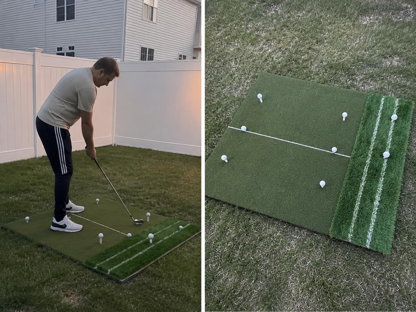Premium Dual-Turf 5x4ft Golf Mat: 21MM to 50MM High-Elasticity Base Upgraded Golf Hitting Mat, Alignment & Angle of Approach Aid, Indoor/Outdoor Practice, Green,Ideal Gifts for Men Him Dad Husband customer photo 2