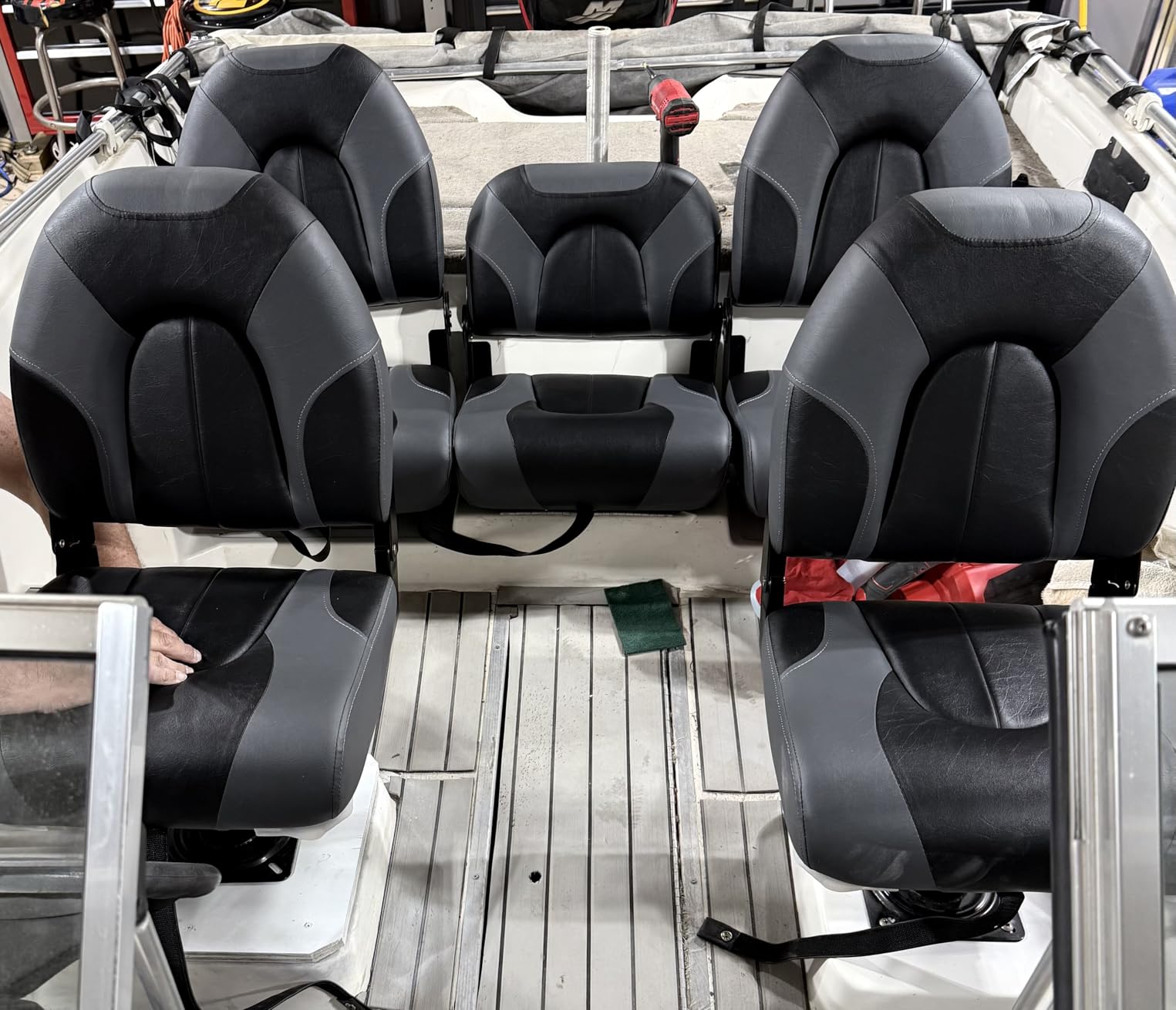 Deluxe Marine High Back Folding Boat Seats 2 Pack, Waterproof Fishing Boat Captain Chairs, 4 Mounting Screws Included customer photo 2