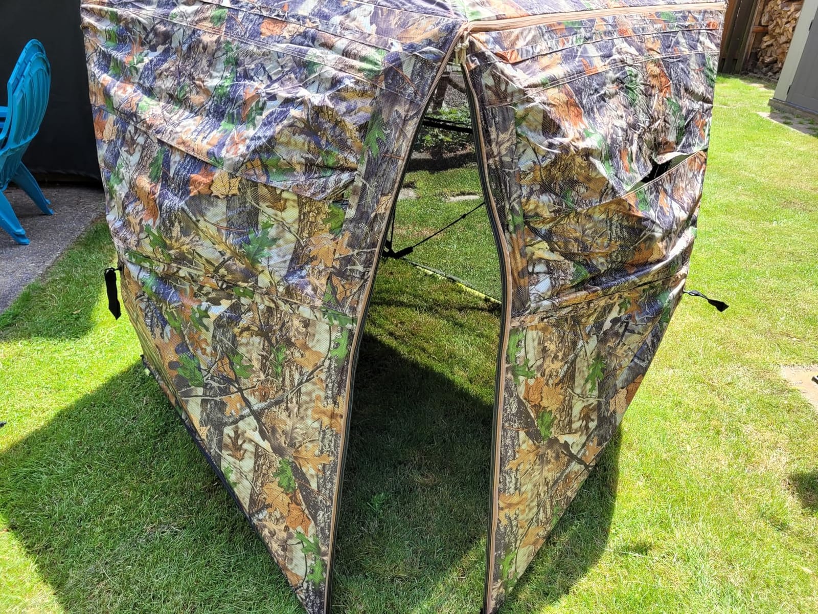 HUNTSEN Portable Hunting Blind - 270°/360°See Through with Floor Mat Dual Door customer photo 2