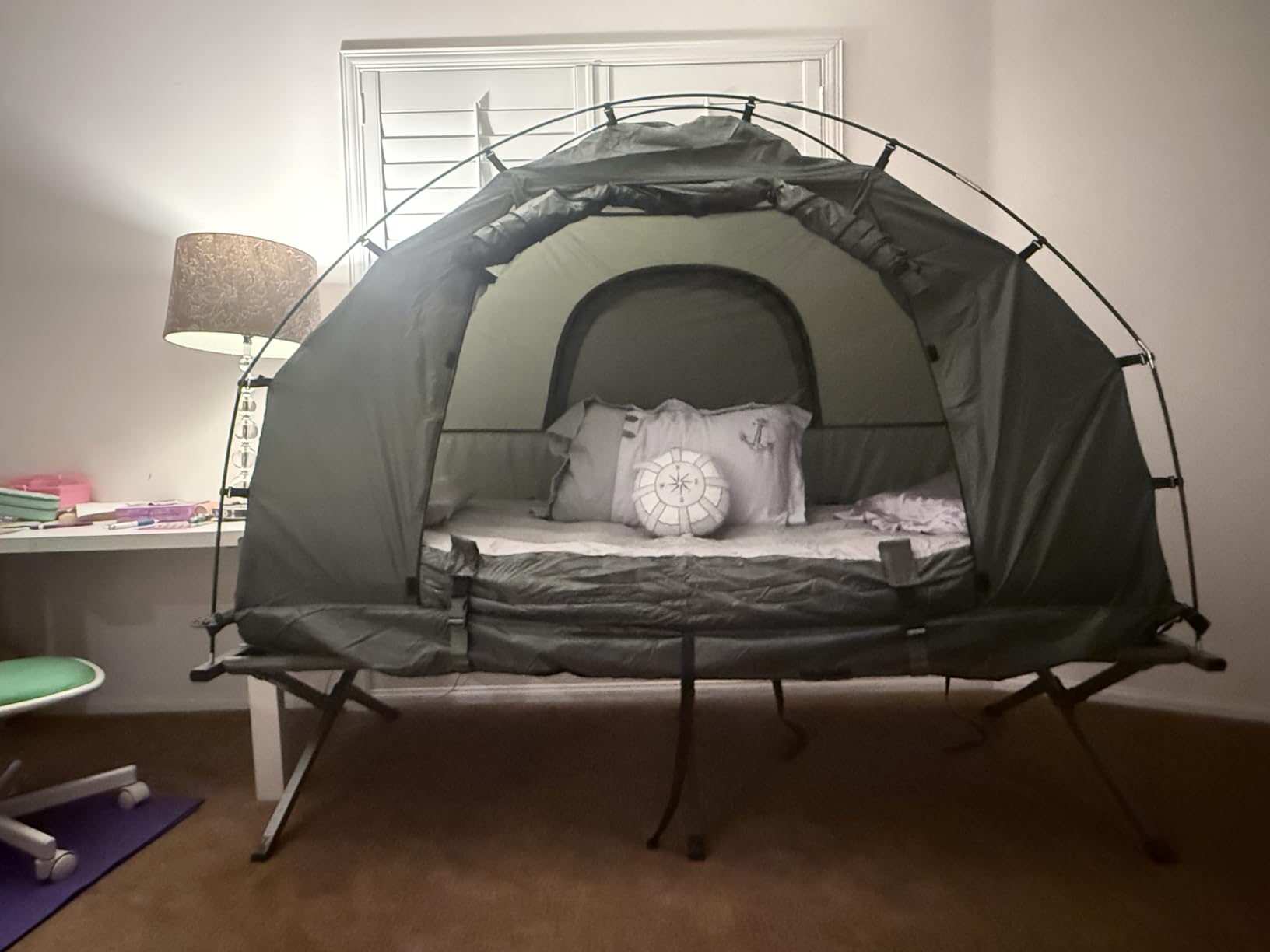 LDAILY Camping Tent Cot, 5 in 1 Off Ground Elevated Tent with Air Mattress, Sleeping Bag & Pillow, Folding Camping Cot Combo with Carrying Bag for Outdoor Hiking, RV, Picnic, Field Backyard (1 Person) customer photo 2
